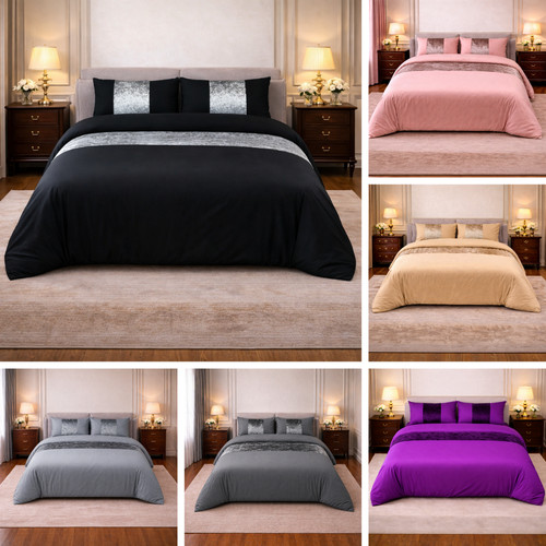 Crushed velvet panel duvet - crushed,